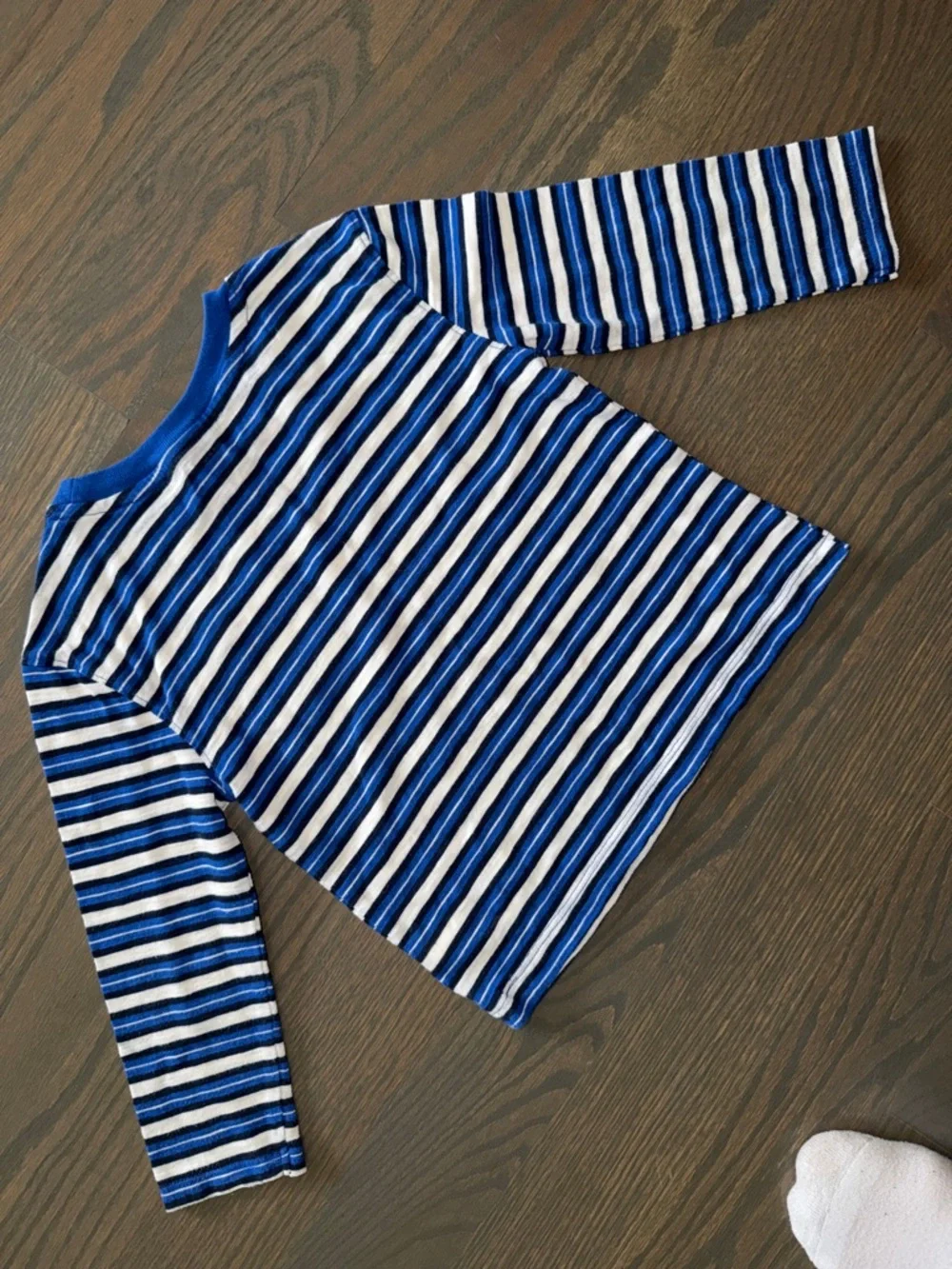 Old Navy Blue Striped Long-Sleeve Pocket T-Shirt | 3T